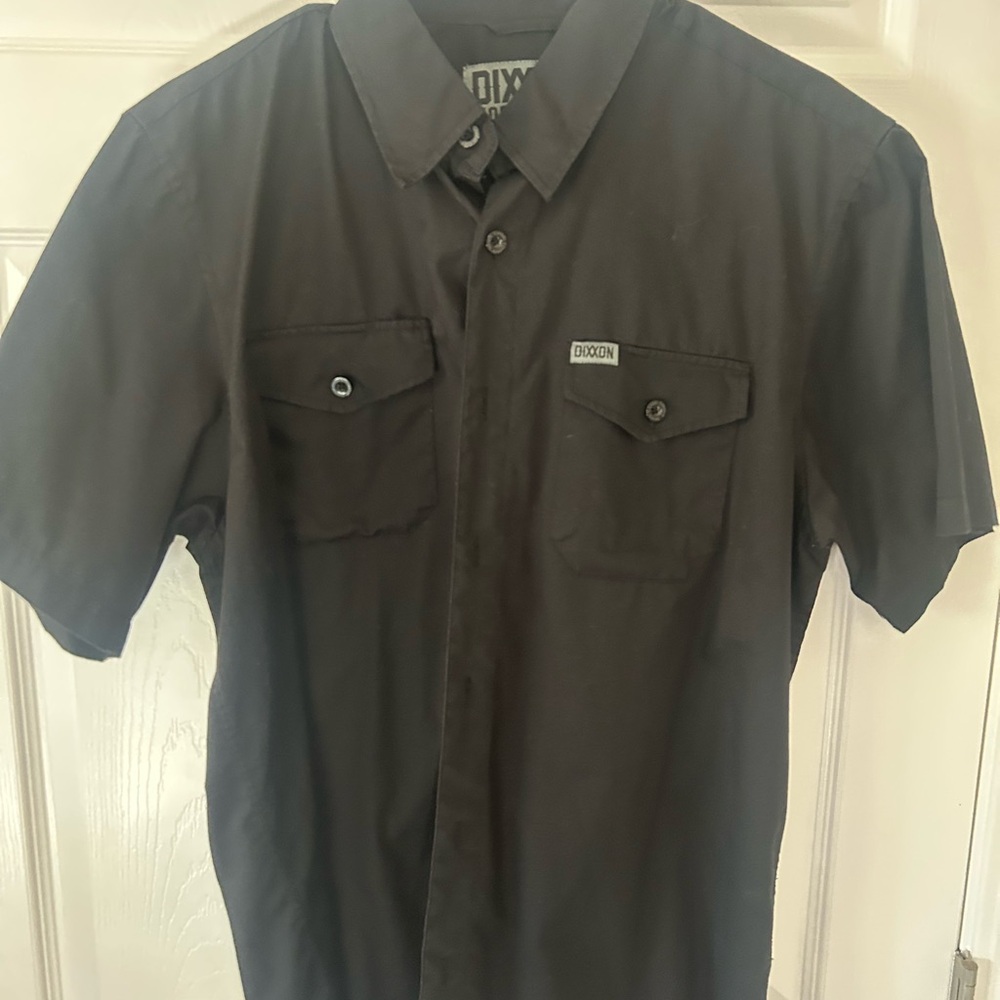 DIXXON Men's Size Large black Workforce short sleeve button down shirt EV